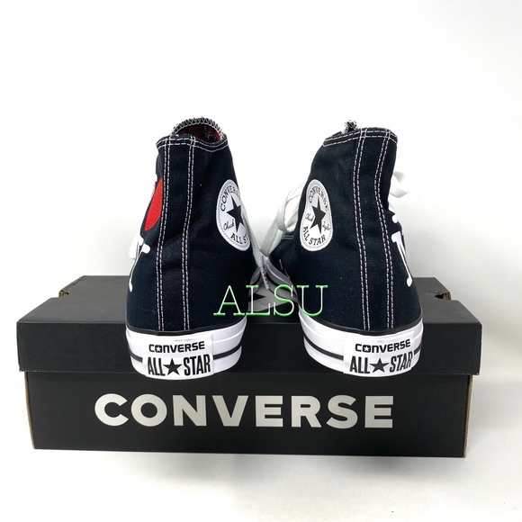 Converse Ctas High Top I❤️NY Canvas Black Shoes Men’s Size Sneakers 161183F - Picture 4 of 12
